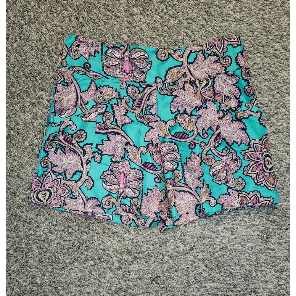 LOFT Paisley Print Shorts Turquoise‎ Pink Women's Size 4
